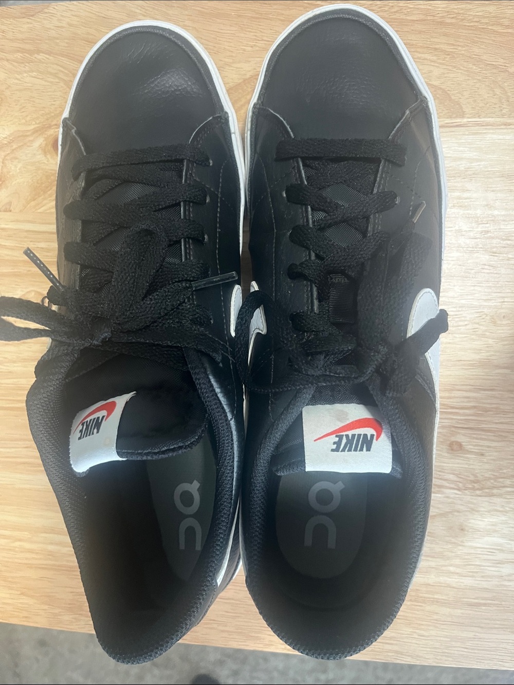 Nike Men’s Black Sneakers with White Swoosh and Red Logo - Picture 2 of 5